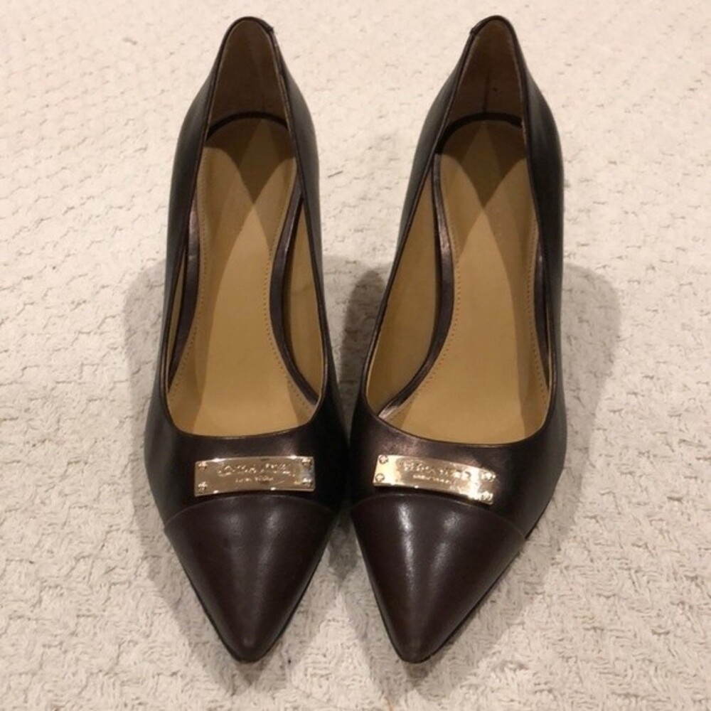 Coach Brown and Gold Heels with Sophisticated Design